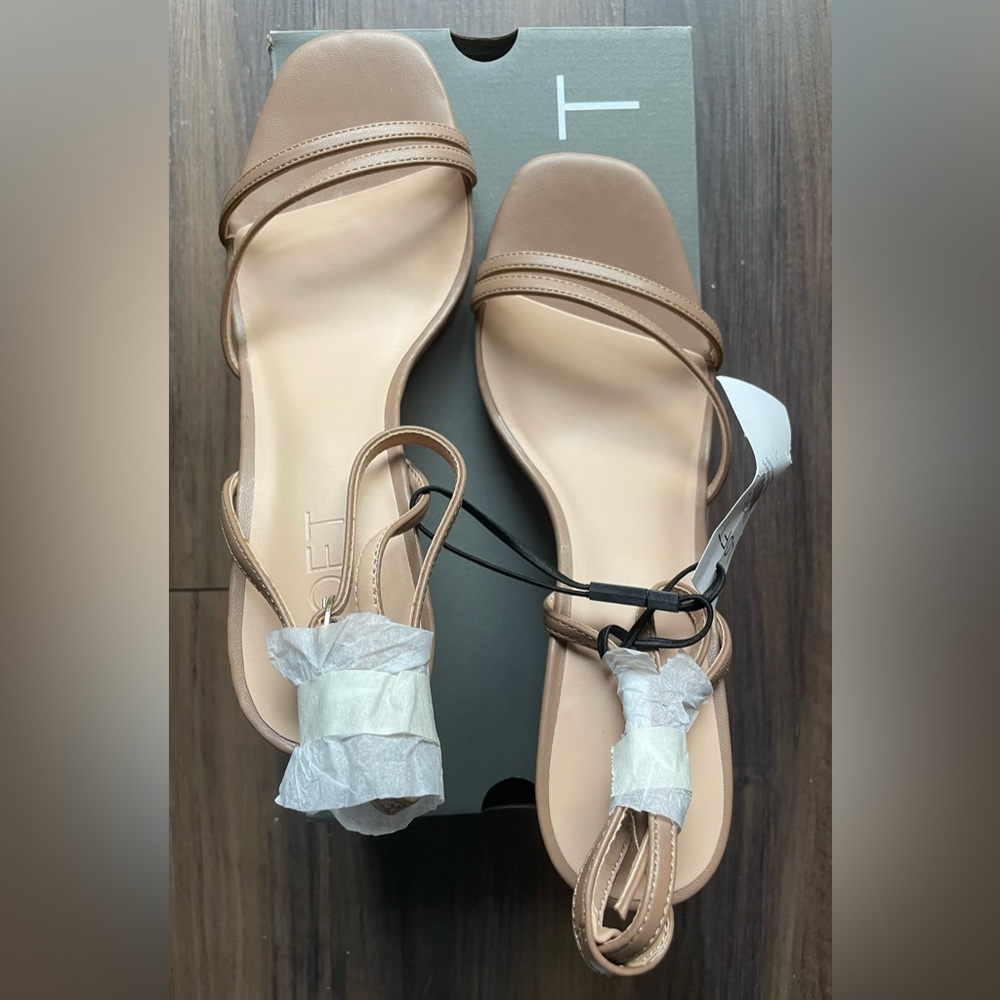 LOFT Tan Ankle Strap Wedges - Picture 7 of 9